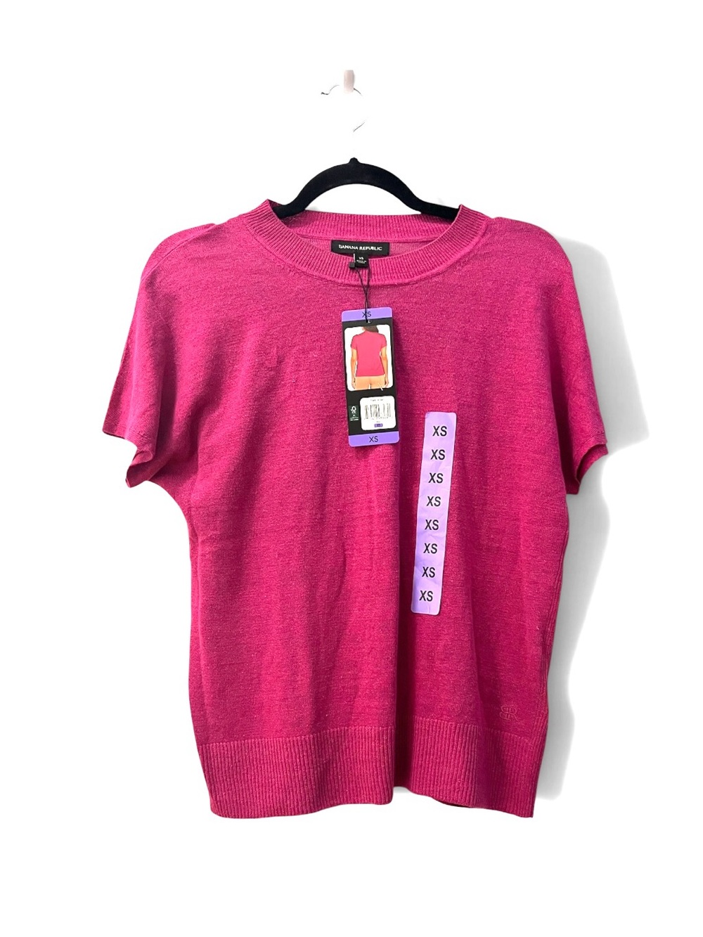 NWT Banana Republic Linen Blend Bright Pink Short-Sleeve Knit Top Size XS
